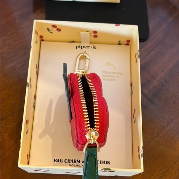 Piper K | Cherry 🍒 Bag Charm w/Zipper Pocket - Picture 4 of 6